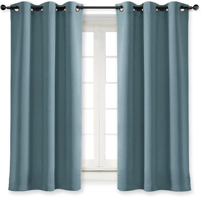 NICETOWN Blackout Curtain Blind for Bedroom, Single Panel, W42 x L54 inches, Greyish Blue, Thermal Insulated Grommet Blackout Room Darkening Drape/Drapery by NICETOWN