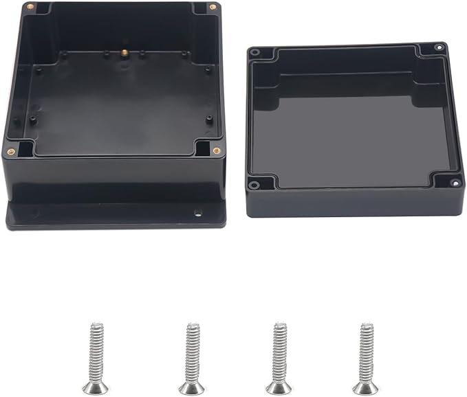 Outdoor Waterproof Junction Box IP67 Project Box ABS Black Electrical Boxes Electronic Enclsoure with Mounting Ear for DIY Project 6.3 x 6.3 x 3.5 inch (160x160x90mm) by Otdorpatio