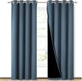 NICETOWN 100% Blackout Curtains 84 inches Long, Smoky Blue, 52 inches Wide, Pair of Energy Smart & Noise Blocking Out Drapes for Baby Room Window, Thermal Insulated Guest Room Lined Window Dressing by NICETOWN