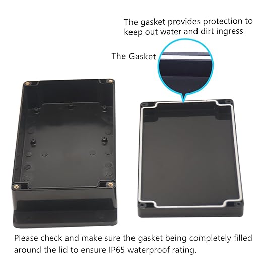 Zulkit Junction Box ABS Plastic Dustproof Waterproof IP65 Universal Electrical Boxes Project Enclosure with Fixed Ear Black 7.87 x 4.72 x 2.2 Inch (200 x 120 x 56 mm)(Pack of 1) - Image 4