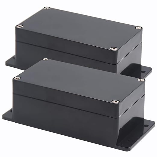 Zulkit Junction Box ABS Plastic Dustproof Waterproof IP65 Universal Electrical Boxes Project Enclosure with Fixed Ear Black 6.22 x 3.54 x 2.36 Inch (158 x 90 x 60mm)(Pack of 2) by Zulkit