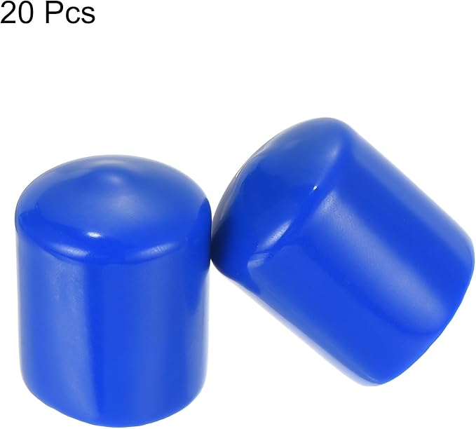 uxcell 20pcs Rubber End Caps 27mm ID Vinyl Round Tube Bolt Cap Cover Screw Thread Protectors Blue - Image 2