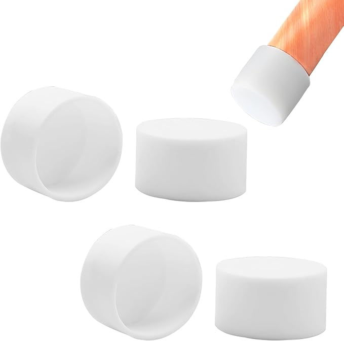 4 Pcs 1-15/16"(49 mm) Round Chair Leg Tips Caps, Silicone Rubber Furniture Leg Floor Protectors, Reduce Noise Folding Metal Chair Leg Cap Replacement for Bar Stool Leg Patio Indoor, White by BOPOREAE