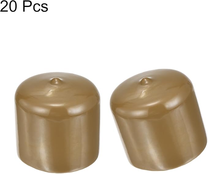 uxcell 20pcs Rubber End Caps 46mm ID Vinyl PVC Round Tube Bolt Cap Cover Screw Thread Protectors Light Brown - Image 2
