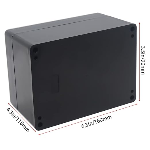 Watertight Junction Box, IP67 Waterproof Project Box Durable ABS Plastic Electronic Enclosure Case for DIY Electrical Project Black 6.30" x 4.33" x 3.54"(160 x 110 x 90 mm) - Image 2