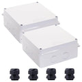Junction Box,2 PCS Reserved Holes Electrical Boxes Waterproof IP65 ABS Plastic Electrical Power Cord Enclosure Project Box White 5.9 x 5.9 x 2.8 inch(150x150x70mm) by LuSumtly