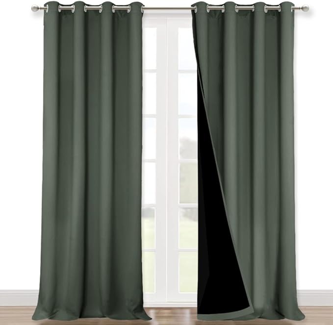 NICETOWN 100% Blackout Curtains 120" Long, Pair of Energy Smart & Noise Blocking Out Drapes for Baby Room Window, Thermal Insulated Guest Room Lined Window Dressing(Dark Mallard, 52" Wide) by NICETOWN