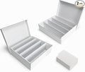 Calenzana 3200-Count Trading Cardboard Card Storage Boxes 2 Pack, 4 Row White Card Box with 32 Dividers, Baseball, MTG, TCG Card Organizer by Calenzana