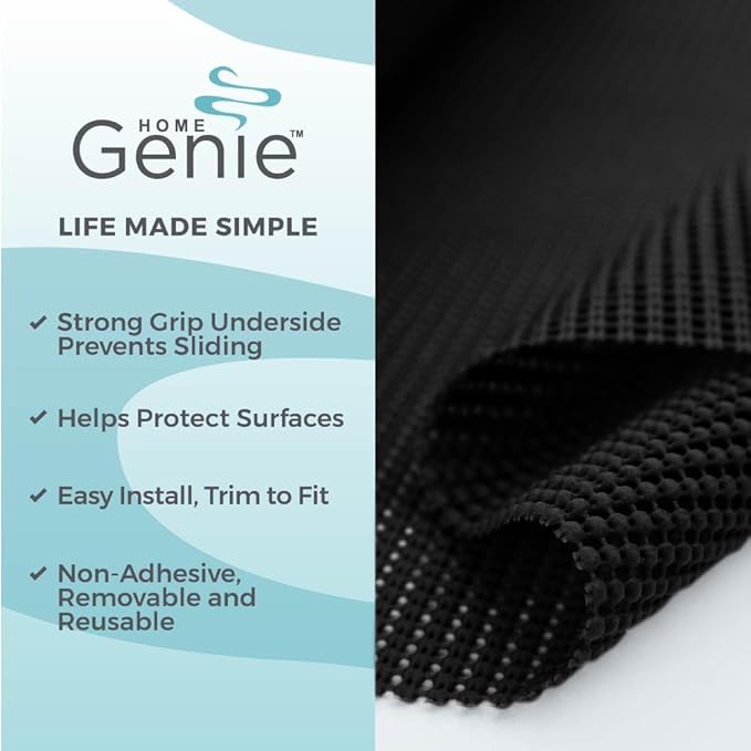 HOME GENIE Shelf Drawer and Cabinet Liner, Durable with Strong Grip, 17.5 in x 20 FT, Non Adhesive Liners Protect Kitchen Cabinets and Cupboard, Bathroom Drawers and Shelves, Desks, Pitch Black - Image 2