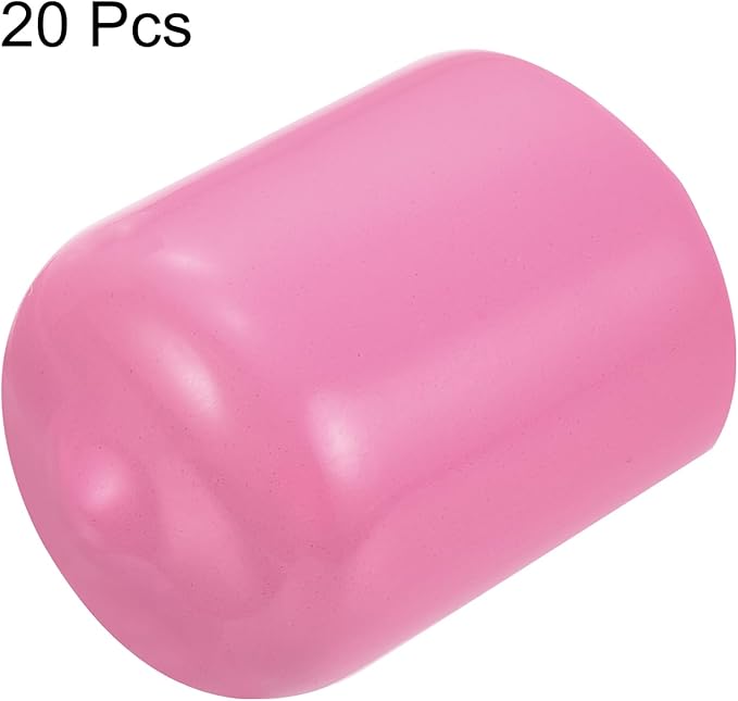 uxcell 20pcs Rubber End Caps 16mm(5/8 inch) ID Vinyl PVC Round Tube Bolt Cap Cover Screw Thread Protectors Pink - Image 2