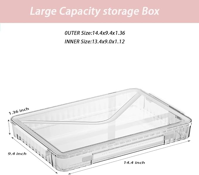 2 Pack Clear Plastic File Boxes w/Latching Lids, Stackable A4 Storage (‎White Latches, Small) - Image 2