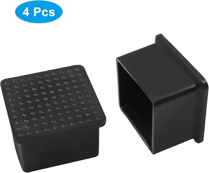 BokWin 4 Pcs Chair Leg Caps 1.6 Inch*1.6 Inch Square Furniture Floor Protectors Anti-Slip Plastic Sofa Table Chair Leg End Cap Cover(Black) - Image 2