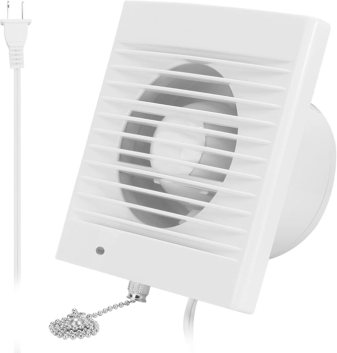 HUGOOME Exhaust Fan 76 CFM, 12W 130m³/h Ventilation Extractor with Anti-backflow Check Valve Chain Switch, Window and Wall Mount Vent Fan(4 inch / 110V) by atYourFingertipsHUGOOME