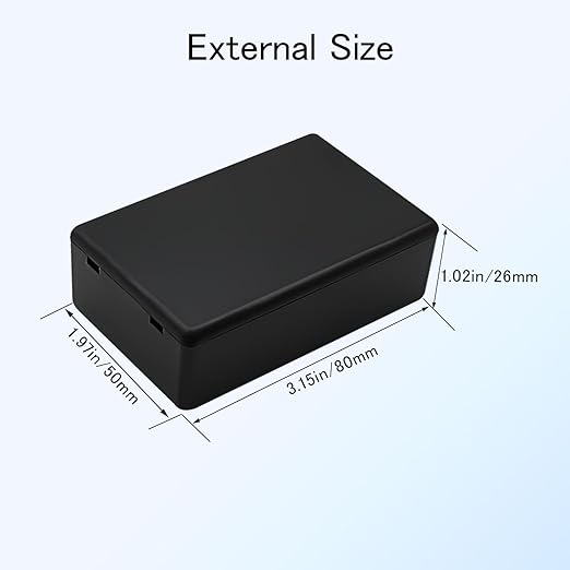 Project Box 8 Pieces Electrical Box Small Junction Box ABS Plastic Enclosure Power Electronic Case Black 3.15" x 1.97" x 1.02"(80 x 50x 26mm) - Image 3