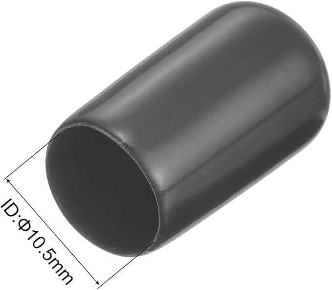 uxcell 20pcs Rubber End Caps 10.5mm ID Vinyl Round Tube Bolt Cap Cover Thread Protectors Dark Grey - Image 3