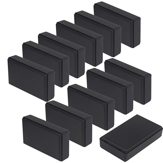 Zulkit 12Pcs Project Boxes ABS Plastic Electrical Project Case Power Junction Box Black 2.76 x 1.65 x 0.71 inch (70x42x18 mm) by Zulkit