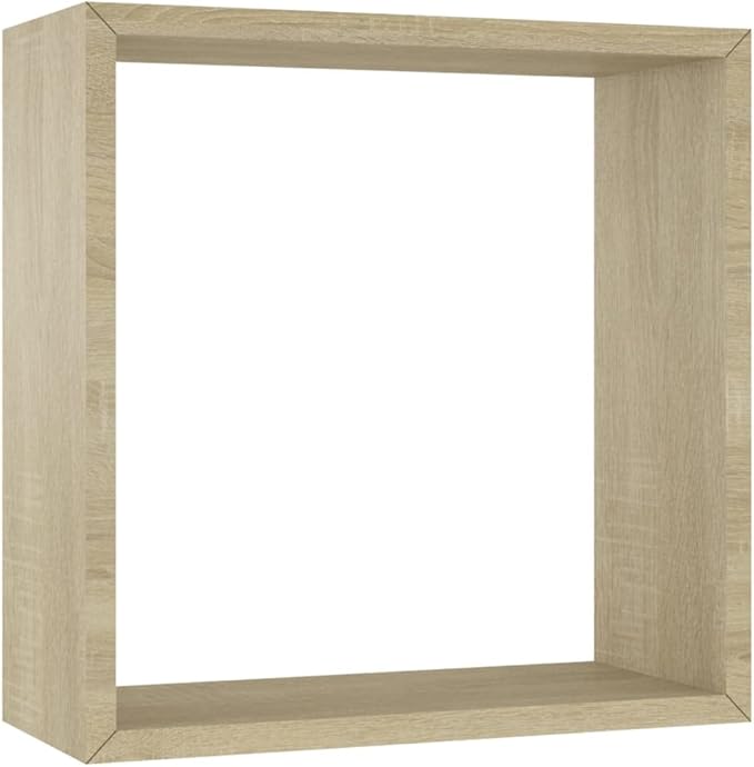 vidaXL Set of 3 Sonoma Oak Wall Cube Shelves - Modern, Durable MDF Floating Shelves for Display and Storage, Easy Installation - Image 4