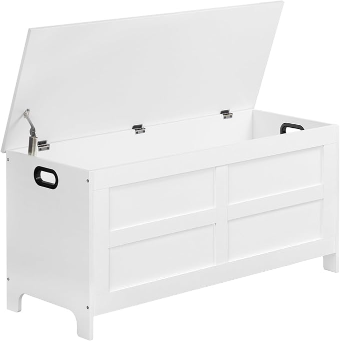 Storage Chest, 39.4” Large Toy Chest, Entryway Storage Trunk, Storage Bench with Safety Hinge, Entrance Bench for Living Room, Entrance, Bedroom, White SCWT48301 by MAHANCRIS