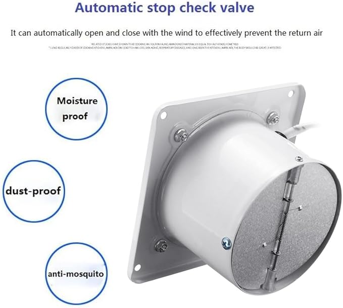 6'' Wall Mounted Exhaust Fan, 460CFM Metal Iron Ventilation Extractor, Silence Anti-backflow Check Valve Window and Wall Mount Vent Fans for Ceiling Kitchen Bathroom Attic Grow Tent Garage - Image 6