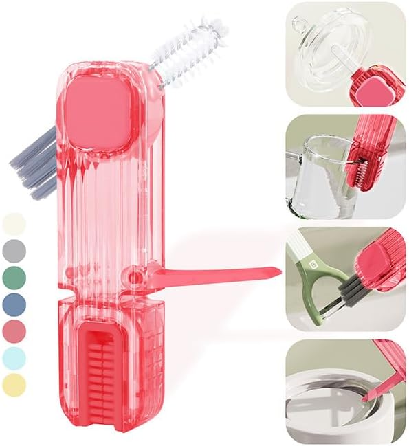 4 in 1 Cup Lid Gap Cleaning Brush, Multifunctional Insulation Bottle Cleaning Tools, Mutipurpose Tiny Silicone Cup Holder Cleaner, Home Kitchen Cleaning Tools by VIDONIO