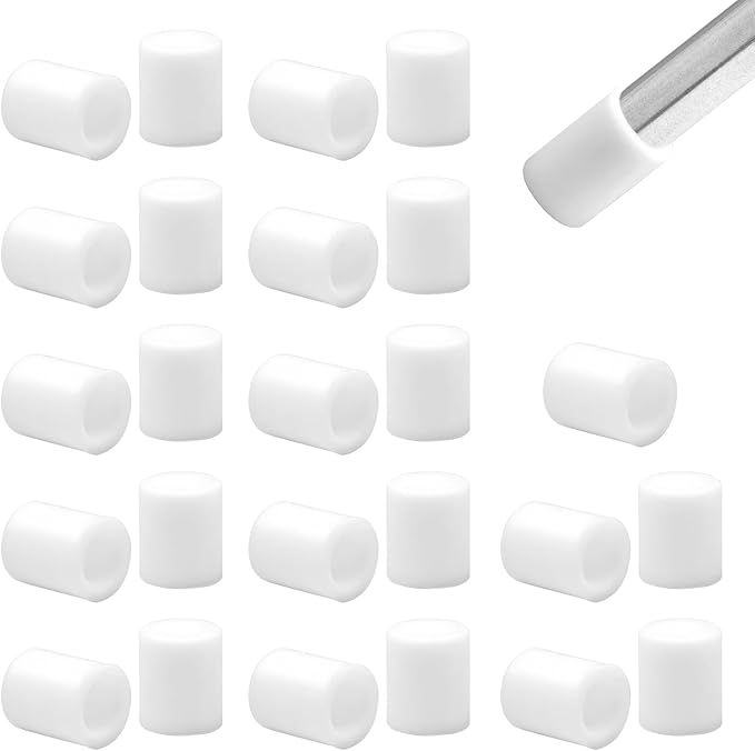 25 Pcs 15/64"(6 mm) Round Chair Leg Tips Caps, Silicone Rubber Furniture Leg Floor Protectors, Reduce Noise Folding Metal Chair Leg Cap Replacement for Bar Stool Leg Patio Indoor, White by BOPOREAE