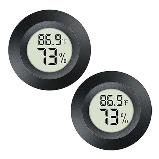 2 Pack Hygrometer Thermometer Digital Humidity Meter Indoor/Outdoor Humidity Monitor Reptile Thermo-Hygrometer for Greenhouse Humidors Terrarium Jars, Fahrenheit (℉) /Celsius(℃) (2) by JEDEW