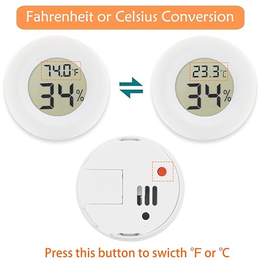 10-Pack Mini Thermometer Hygrometer, Small Digital Electronic Temperature Humidity Meters Gauge Indoor LCD Display for Greenhouse, Garden, Cellar, Fridge, Mason Jar(White) - Image 6