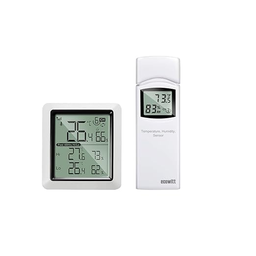 ECOWITT Digital Weather Station WH0299, Includes WN31 Multi-Channel Thermometer Hygrometer and WH0298_C Indoor Display, Temperature Humidity Sensor Gauge Meter, 915 MHz by ECOWITT