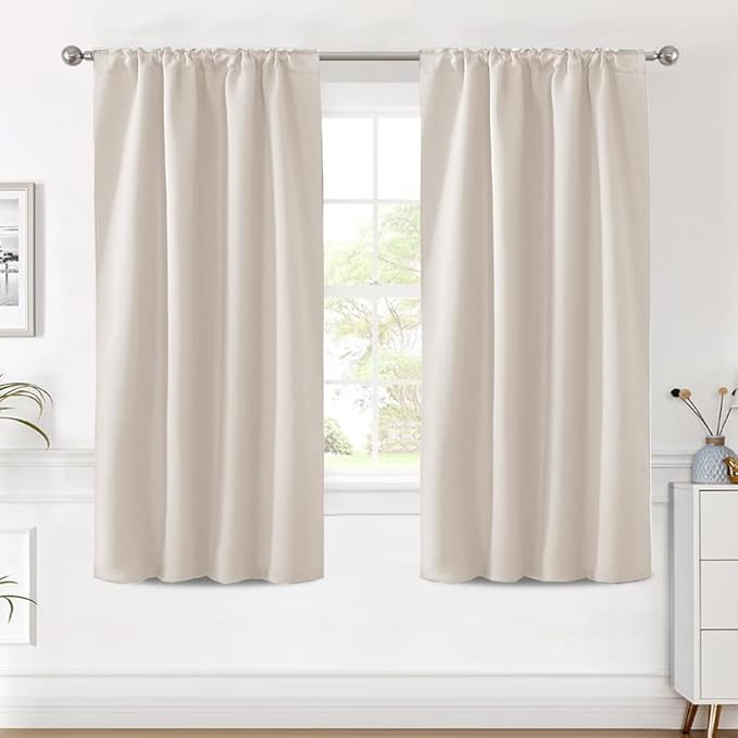 H.VERSAILTEX Blackout Curtains Thermal Insulated Window Treatment Panels Room Darkening Blackout Drapes for Living Room Back Tab/Rod Pocket Bedroom Draperies (2 Panels, Natural, 42 x 63 Inch) - Image 2