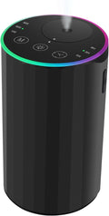 Waterless Essential Oil Diffuser, 7 Colors LED Light, Battery Powered Mini Scent Air Machine, Aromatherapy Mist Diffuser for Home Room Car Office，Black Aluminum Alloy by konchile