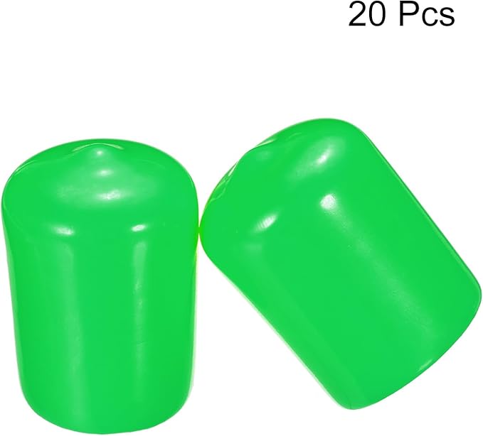 uxcell 20pcs Rubber End Caps 19mm(3/4") ID Vinyl PVC Round Tube Bolt Cap Cover Screw Thread Protectors Green - Image 2