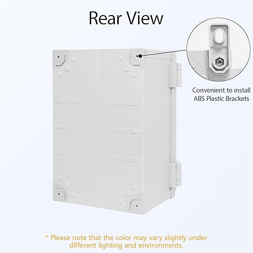 Junction Box IP65 Waterproof Dustproof ABS Plastic Enclosure Outdoor and Indoor Project Box Hinged Cover with Mounting Plate Wall Brackets Outer Dimension 11.8"x 7.9" x 7.1", Grey - Image 5