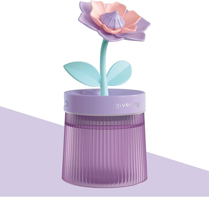Cute Mini Humidifier 320mL Cool Mist Humidifie mute with 2 Mist Modes,for Home/Nursery/Office,Portable Mini Air Moisturizer,rechargeable mini humidifier(Gardenia purple) by Unknown
