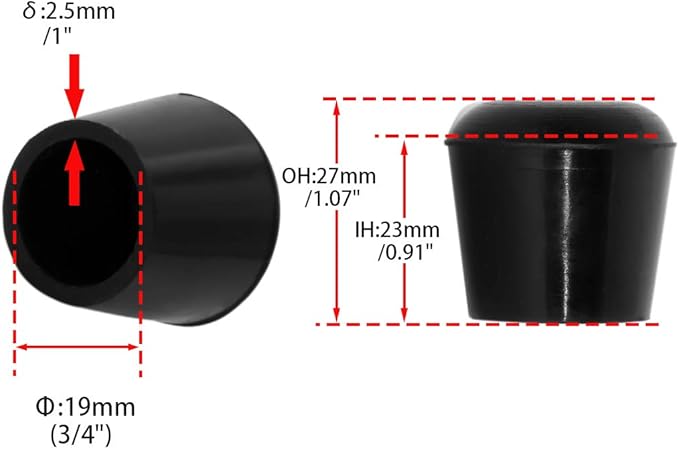 Flyshop 8Pcs 3/4", 19 mm Durable Silicone Chair Leg Caps Furniture Floor Protector Round Table Feet Covers, Black - Image 4