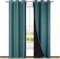 NICETOWN Sea Teal Full Shade Curtain Panels, Pair of Thermal Insulated & Energy Efficiency Blackout Drapes for Living Room Windows, Lined Silky Performance Window Dressing (37" Wide x 84" Long, Gray) by NICETOWN