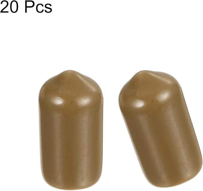 uxcell 20pcs Rubber End Caps 8.5mm ID Vinyl PVC Round Tube Bolt Cap Cover Screw Thread Protectors Light Brown - Image 2