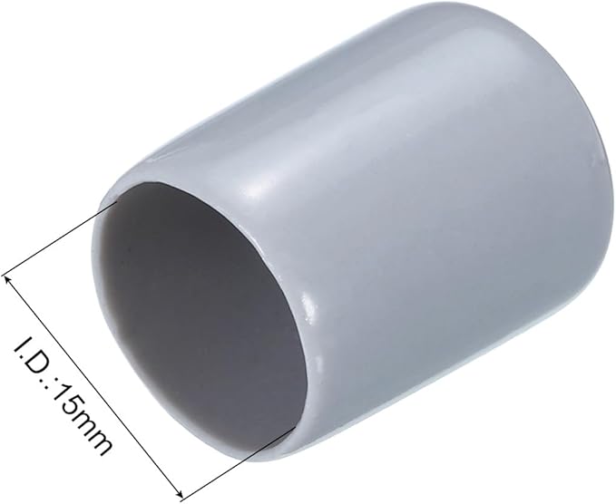 uxcell 20pcs Rubber End Caps 15mm ID Vinyl PVC Round Tube Bolt Cap Cover Screw Thread Protectors Grey - Image 3