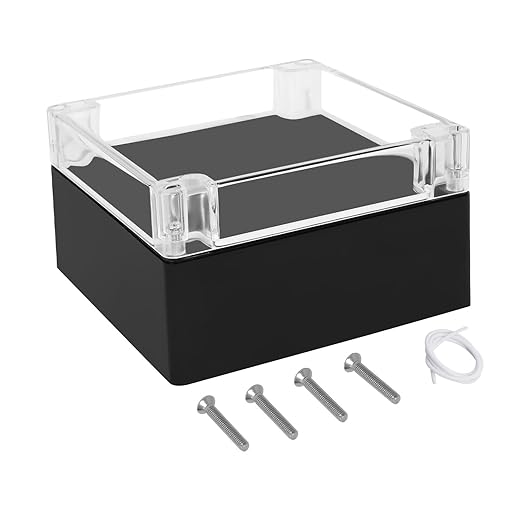 LeMotech Electrical Box Clear Cover Project Box IP65 Waterproof Junction Box ABS Plastic Case Universal Enclosure for Electronics, Black 6.1"x 6.1"x 3.4"(160x160x90mm)(Pack of 1) by LeMotech