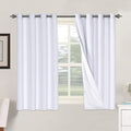 H.VERSAILTEX Linen Blackout Curtains 54 Inches Long 100% Blackout Thermal Insulated Textured Linen Look Curtain Draperies Anti-Rust Grommet, Energy Saving with White Liner, 2 Panels, Bright White by HVERSAILTEX