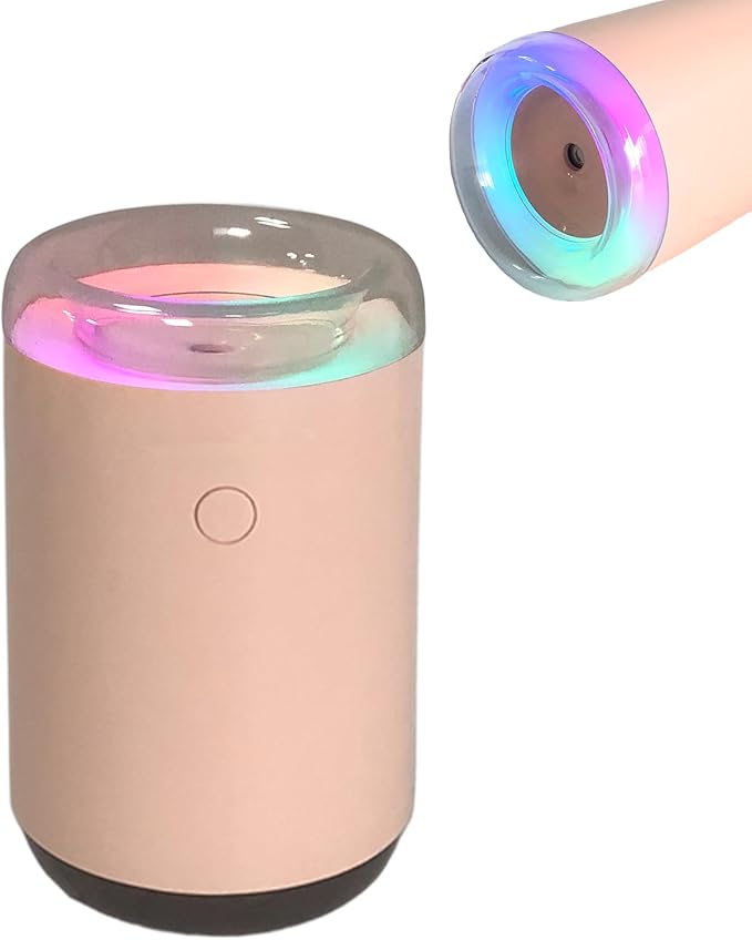 Portable Desk Car Mini Humidifier with Colorful Light, 2 Light Modes, Quiet Personal Ultrasonic Humidifier for Desktop, Bedroom, Car, Travel, Plant (Pink) by FaFenTuQiang