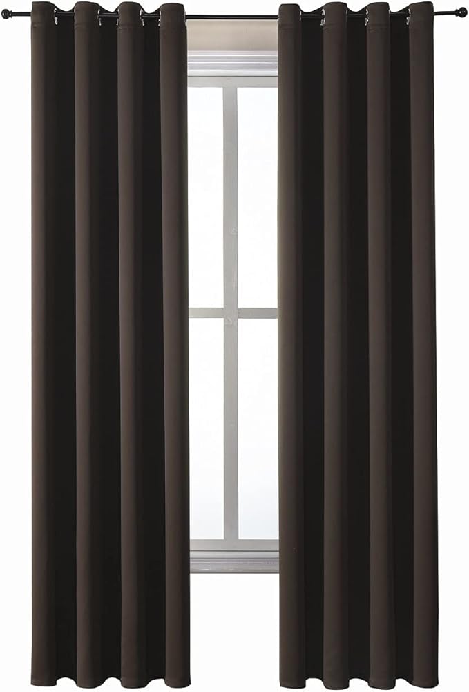 ChrisDowa Grommet Blackout Curtains for Bedroom and Living Room - 2 Panels Set Thermal Insulated Room Darkening Curtains (Brown, 52W x 95L) - Image 7