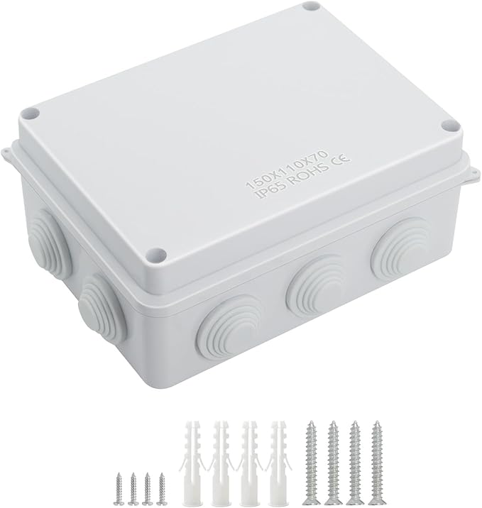 LeMotech ABS Plastic Dustproof Waterproof IP65 Junction Box Universal Electrical Project Enclosure White 5.9 x 4.3 x 2.8 inch (150 x 110 x 70 mm) by LeMotech