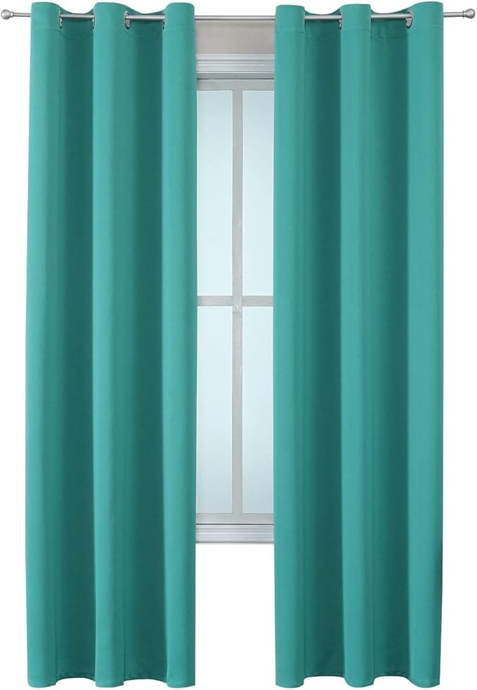 ChrisDowa Grommet Room Darkening Curtains for Bedroom and Living Room - 2 Panels Set Thermal Insulated Blackout Curtains (Teal, 42W x 84L) - Image 7