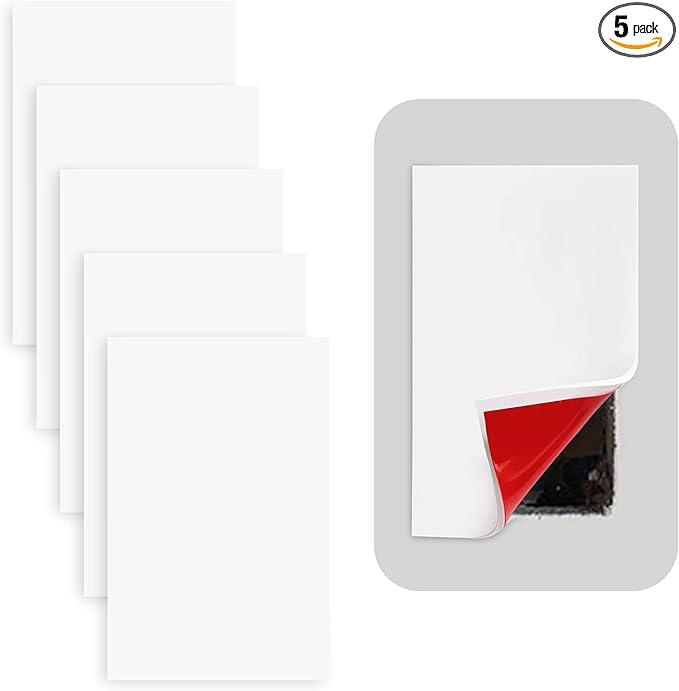 Rubber Bond Self-Adhesive Rubber Wall Outlet Cover Plate 5 Pack - Easy to Apply Peel & Stick Drywall Hole Patch - 5x3 Inch Screwless Blank Wall Plate Cover - Premium Rubber Wall Hole Cover (White) by RubberBond