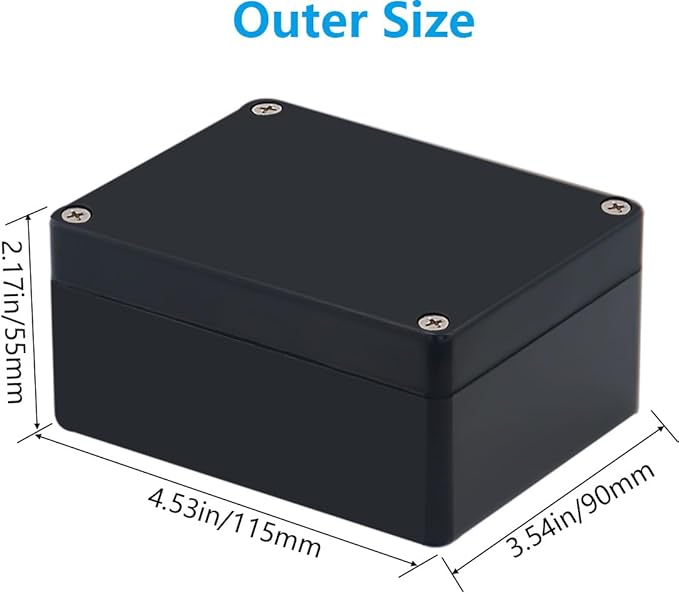 Outdoor Waterproof Junction Box IP67 Project Box ABS Black Electrical Boxes Electronic Enclsoure for DIY Project 4.5 x 3.5 x 2.2 inch (115x90x55mm) - Image 2