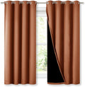 NICETOWN Burnt Orange 100% Blackout Lined Curtains, 2 Thick Layers Completely Blackout Window Treatment Thermal Insulated Drapes for Kitchen/Bedroom (1 Pair, 52" Width x 63" Length Each Panel) by NICETOWN
