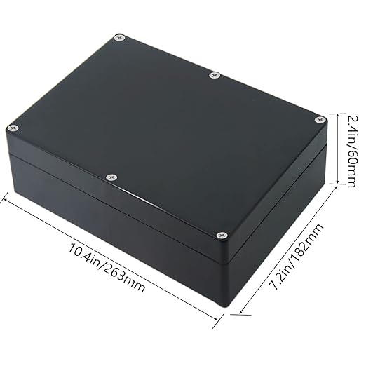 Junction Box, Zulkit Project Box IP65 Waterproof Outdoor Box ABS Plastic Electrical Boxes Electronic Enclosure Black 10.4 x 7.2 x 2.4 inch(263 x 182 x 60 mm)(Pack of 1) - Image 2
