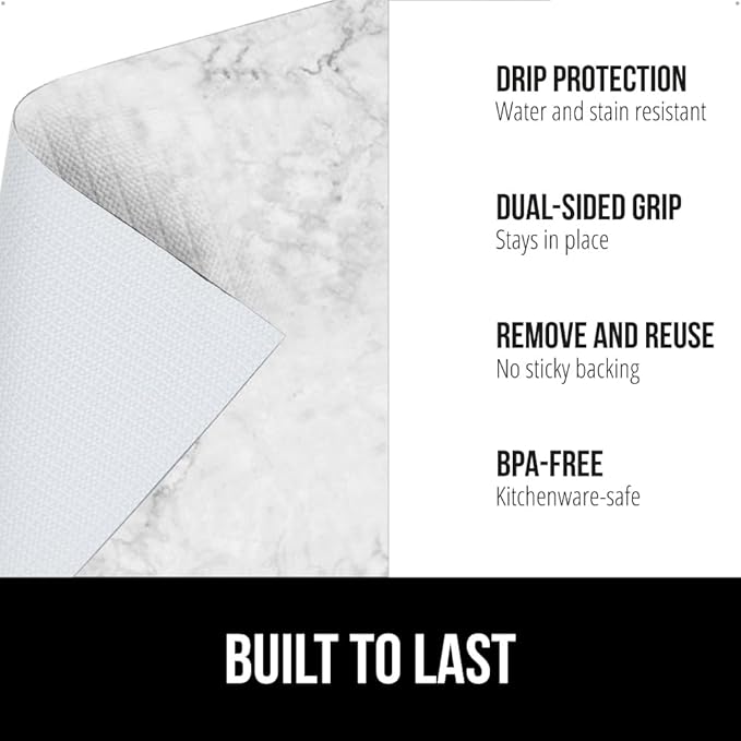 GORILLA GRIP DripGuard Shelf Liner, Non-Adhesive Drawer and Kitchen Cabinet Protector, 24x240 Inch, Strong Grip Slip Resistant Underside, Smooth Surface Liners for Cabinets, Bathrooms, Closets, Marble - Image 2