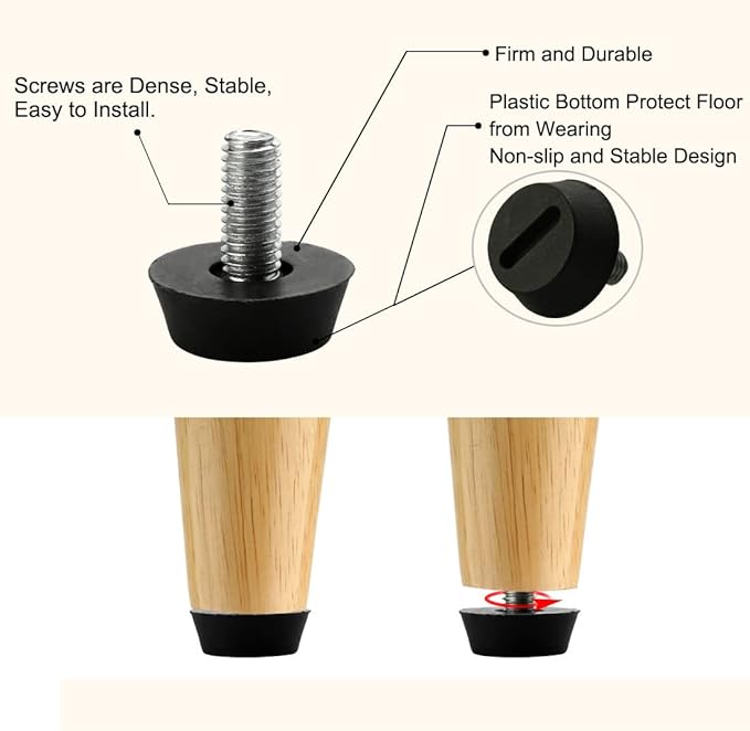 uxcell M6 x 13 x 20mm Furniture Glide Leveling Feet Adjustable Leveler Floor Protector for Chair Sofa Leg 12 Pack - Image 4