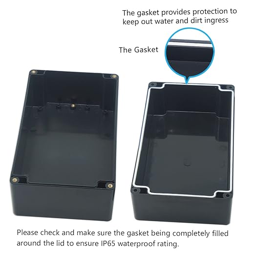 Junction Box, Zulkit Project Box IP65 Waterproof Outdoor Box ABS Plastic Electrical Boxes Electronic Enclosure Black 7.9 x 4.7 x 4.4 inch(200 x 120 x 113 mm)(Pack of 1) - Image 4